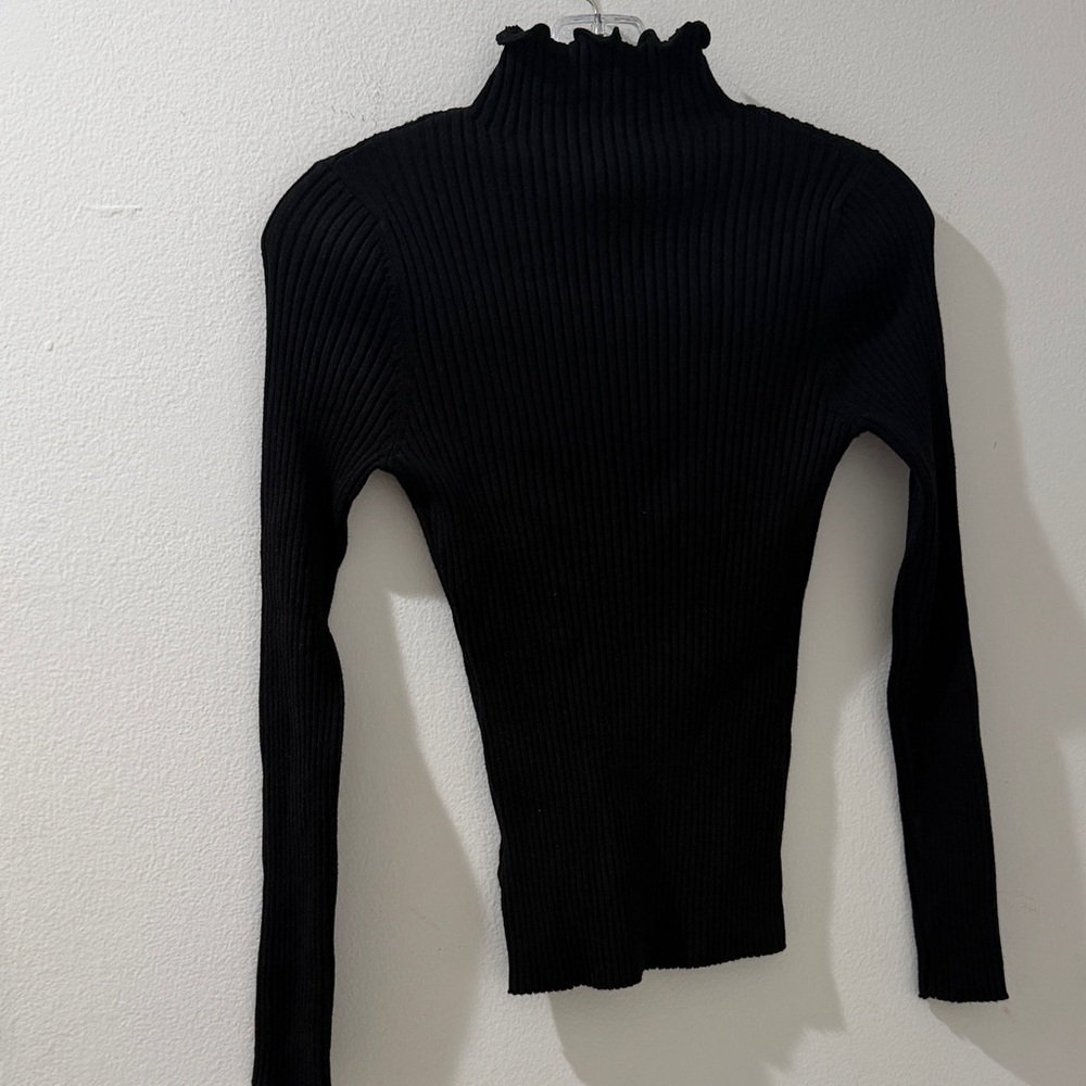 J.ING Black Ribbed Turtleneck top